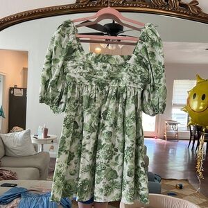Abercrombie Emerson Poplin Puff Sleeve Floral Mini Dress
